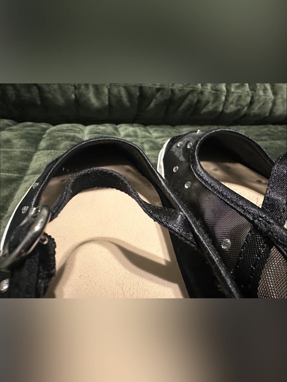 Keds Black Mary Jane Flats with Rhinestone Mesh - Picture 12 of 16
